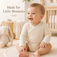 Organisch katoenen jacquard kimono romper met lange mouwen, knoopsluiting voor, groothandel baby crossover romper
