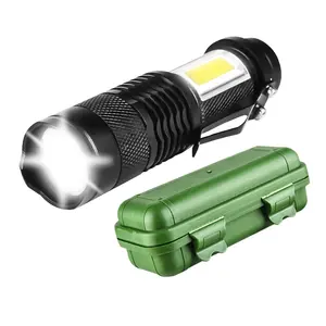 Asafee built-in battery pocket torch light with gift box xpe cob emergency led mini portable rechargeable flashlight