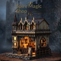 Kit DIY Book Nook Spire Magic Shop, Puzzle 3D en Bois, Kit Maison de Poupées Miniature, Insert de Bibliothèque Fait Main pour Décoration Intérieure et Cadeau