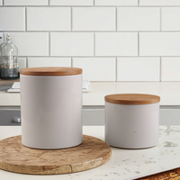 Ensemble de deux pots d'étanchéité en céramique rose Boîte de stockage de céréales de cuisine Boîte de stockage de bonbons Boîte de café et de thé Boîte scellée pour la maison