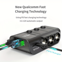 Simr 8 en 1 120W PD36W 12v double chargeur USB avec interrupteur allume-cigare Qc3.0 chargeur de voiture prise allume-cigare