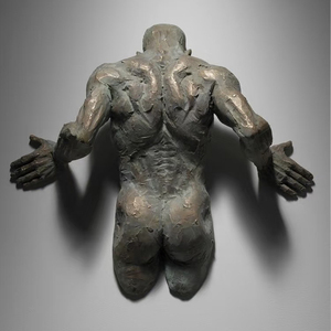 Tendente moderno 3D uomo bronzo e <span class=keywords><strong>ottone</strong></span> scultura statua personalizzata attraverso-parete Design con tecnica di fusione in metallo - Product Image 3