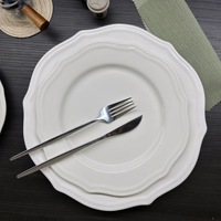 Assiettes de Dîner en Céramique Blanches Simples et Classiques, Style B2B, Vaisselle de Mariage pour Restaurant