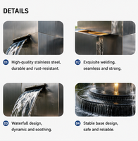 Fontaine d'eau sculpturale géométrique en acier inoxydable brossé moderne BSA avec cubes empilables et éclairage LED pour aménagement paysager de villa
