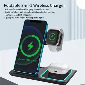 3 In 1 Universal Mobile 3-In-1 Wireless Charger Foldable