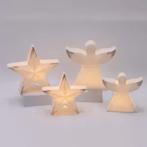 Noel yıldızı ve kuş şekilli porselen dekoratif ışıklar toptan yenilikçi tasarım