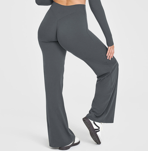 Pantalones de Yoga de Cintura Alta con Logotipo Personalizado, de Secado Rápido, Levanta Glúteos, Ajustados, de Pierna Ancha y Acampanados, Leggings Deportivos para Gimnasio y Fitness para Mujer - Product Image 3