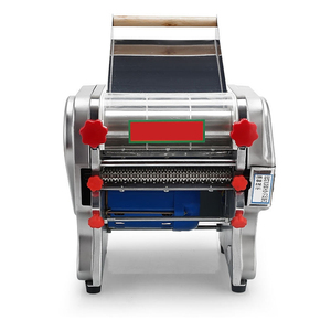 Máquina laminadora de masa semiautomática eléctrica de acero inoxidable de alta resistencia con perillas rojas y motor azul para uso en restaurantes - Product Image 3