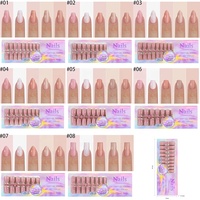 Faux ongles 3 en 1 en acrylique Coffin French Style Amovible Portant Amande Carré Couverture Complète French Gel Nail Tips