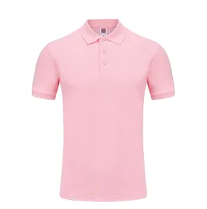 Kemeja Polo pria 220G dilengkapi 100% katun Polo kemeja kustom Logo Fashion kemeja pria lengan pendek