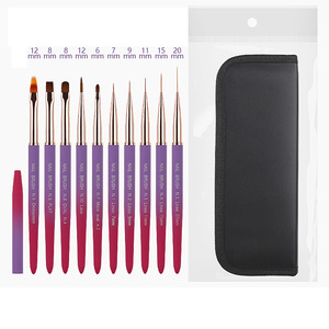 Suministro de salón de belleza, 10 Uds., pinceles de polvo de Arte de <span class=keywords><strong>uñas</strong></span> de metal, delineador de gel <span class=keywords><strong>Rosa</strong></span> degradado, cepillo de <span class=keywords><strong>uñas</strong></span> para diseño de <span class=keywords><strong>uñas</strong></span> - Product Image 3