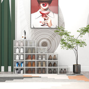 כבל אחסון נעליים גדולה תיבת אחסון נעל stackable פלסטיק המארגן עבור ארון חיסכון מתקפל נעל מתקפלת - Product Image 4