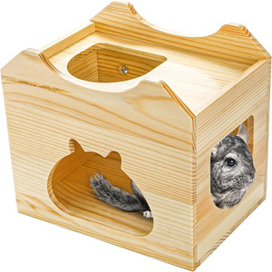 Casa de Chinchilla de madera, cabaña de escondite de animales pequeños naturales para Chinchilla, ardilla, planeadores de azúcar en jaula - Product Image 3