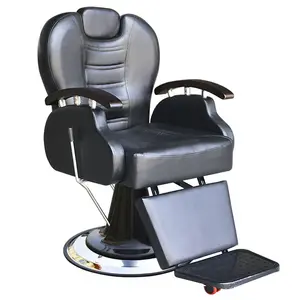 Hairdressing Beauty Salon Station, Modern Style Hair Salon Chair Supplier, White Grey Gold Black Leather Barber Chair
