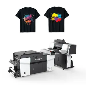 Servicio DE GARANTÍA remota de cinco años Impresora digital de inyección de tinta DTF Camiseta de 4 cabezales Textil con máquina agitadora de polvo Dtf