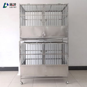 Gabbia <span class=keywords><strong>per</strong></span> <span class=keywords><strong>Cani</strong></span> Grande e Robusta in Acciaio Inox Pieghevole con Drenaggio, Gabbia <span class=keywords><strong>per</strong></span> Animali da Esterno a Due Piani con 4 Porte - Product Image 4