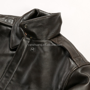 Factory <strong>Custom</strong> Thick Sheepskin <strong>Ma</strong>-1 Flight Genuine Leather Jacket Men Loose Fit Stand Collar Winter Season Fashion Logo - Product Image 2