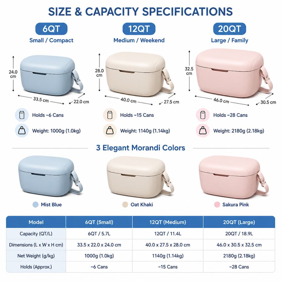 Blue Camping Box Custom Insulated Cooler Box 6QT 12QT 20QT Blue Khaki Pink Portable Ice ...