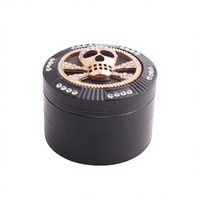 Futeng 63mm 4 Pièces Grinder en Métal Givré Arc-en-ciel en Zinc pour Tabac, Épices, Herbes, avec Motif Animal et Diamant, Portable pour Fumer