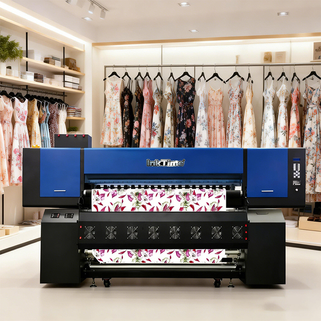 High-Speed 1.9m Industrial Automatic Sublimation Textile Printer 3200dpi Extra Dryer Roll-to-Roll Heat Press