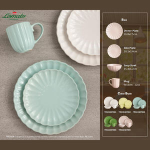 Platos de cena de cerámica en relieve de grado comercial-Restaurante de color sólido apilable - Product Image 6