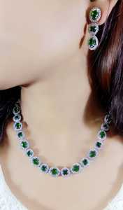 Conjunto de joyería india con tachuelas de piedra AD chapada en plata azul elegante para fiesta de boda y regalo de compromiso producto a granel hecho a mano - Product Image 3