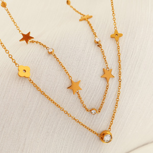Collier étoile en acier inoxydable plaqué or, pendentif multi-couches pour femmes, bijoux tendance - Product Image 2