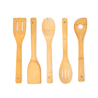 Ensemble d'ustensiles de cuisine en bambou de haute qualité avec étiquette personnalisée, cuillère, spatule, ustensiles de cuisine