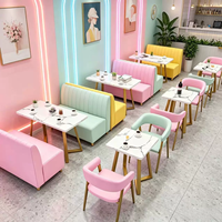 Combinaison Table-Chaise de Restaurant Commercial Personnalisable, Design Moderne, Construction en Bois Durable, Rose, pour Cafés et Fast-Food