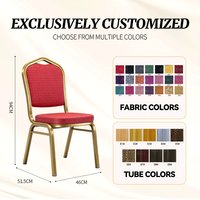 Chaise de banquet empilable élégante en tissu rouge VIP pour événements, hôtels, restaurants et mariages