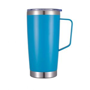 Tazas de café de viaje de acero inoxidable de doble pared de alta calidad de 20 oz con tapas, asa y pajita - Product Image 1