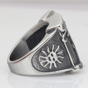 Men's Freemason Logo Stainless Steel <b>Ring</b> 21MM Vintage <b>Cross</b> Design Gift Jewelry - Product Image 4