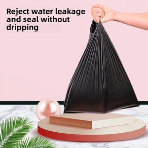 Precio de fábrica negro HDPE plástico hogar basura embalaje bolsa/bolsas de basura con asa camiseta bolsa - Product Image 4