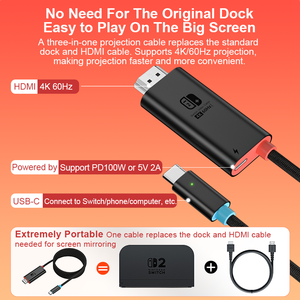 <span class=keywords><strong>Cable</strong></span> Adaptador ULT-unite <span class=keywords><strong>Switch</strong></span> 2 de Marca Compartida, Color 2M, USB Tipo C a <span class=keywords><strong>HDMI</strong></span> PD100w, 4K 60Hz para <span class=keywords><strong>Nintendo</strong></span> <span class=keywords><strong>Switch</strong></span>, Teléfono, Computadora, Tableta - Product Image 3