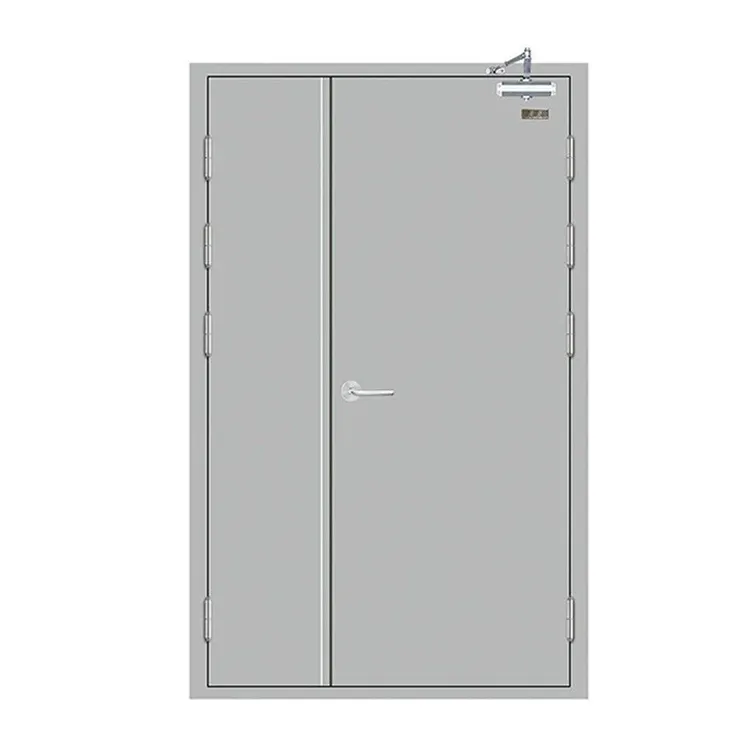 Дешевая противопожарная стальная дверь с ручкой из нержавеющей стали, однолистная, огнеупорная металлическая дверь, сертифицированная Выходная дверь