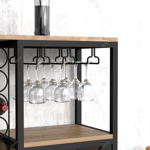 Modern <strong>Mini</strong> Home Kitchen Wine Rack Wooden Coffee Bar Cabinet Liquor Glasses Buffet Wine Bar Storage <strong>Sideboard</strong> for Dining Room - Product Image 3