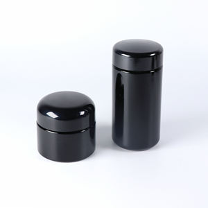 Échantillon Gratuit Prix Usine le Plus Bas en Stock Pots Noirs en Verre UV à Large Ouverture de 100g et 150g avec Couvercle en Bakélite - Product Image 3