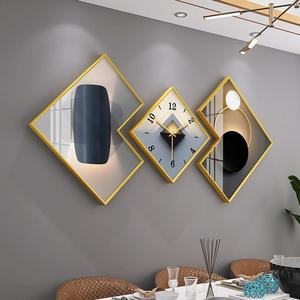 3 pcs/set Fashion Abstract Wall Art Home Decor Diamond Luxury Landscape Modern Glass Crystal Porcelain Paintings with Clock Art - Product Image 3