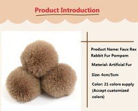 Pom poms en fausse fourrure de lapin 5 pièces, taille de 4cm avec bande élastique, pom poms en fourrure artificielle souple pour accessoires de bricolage