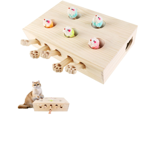 Gioco Educativo per Gatti, <span class=keywords><strong>Puzzle</strong></span> in Legno Interattivo con Cinque Fori, Giocattolo Whack a Mole per Esercizio Animale Domestico - Product Image 1