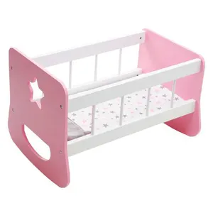 18 14 pollici adorabile letto in legno rosa per bambole giocattolo per bambini letto in legno per bambole mobili per bambole culla a dondolo