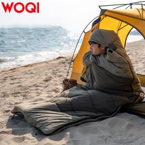Saco de dormir rectangular WOQI para 3 estaciones, para adultos, a prueba de viento, de nailon, estilo sobre, longitud estándar, color marrón - Product Image 2
