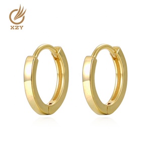 Orecchini a Cerchio Minimalisti XZY in Argento Sterling 925 Placcato Oro per Donne, Misure 5/6/7/8/9/10/12mm - Product Image 5