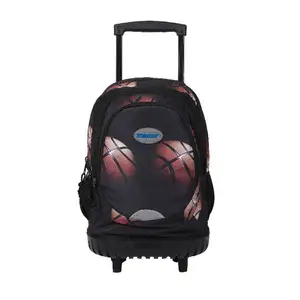 スクールトロリーバックパック、休暇の学校のための工場直販キッズ全体にプリントかわいい車輪付きバッグ