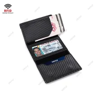 Portefeuilles Airtag en Fiber de carbone Rfid hommes porte-carte mince portefeuille à trois volets portefeuille en cuir pour Apple Air Tag sacs à main Smart Black