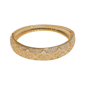 Vintage Flower Zircon Bangle Gold Silver Plated <b>Copper</b> Jewelry <b>Bracelet</b> Summer 2025 Yiwu Origin - Product Image 5