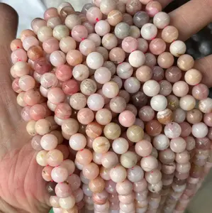 Perle di pietra opale rosa pietra naturale guarigione cristallo quarzo gemma perline allentate rotonde per la creazione di gioielli