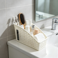 Panier de rangement carré en plastique PP blanc avec poignée, idéal pour l'organisation des armoires et étagères d'hôtels et de bureaux – Vente en gros OEM/ODM