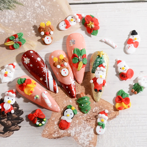 6 uds Popular 3D aleación Metal acrílico Navidad Nail Art diseño hecho a mano encanto Elk Nails Navidad 5D Nail Art Charm - Product Image 1