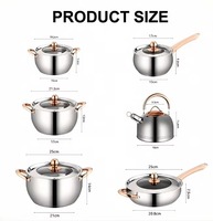Ensemble de casseroles en acier inoxydable en forme de pomme, 6/12 pièces, fond épaissi, avec couvercle en verre, pour la cuisine à domicile, l'hôtel